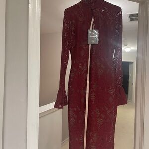 Pierette Berry Lace Dress - House of CB